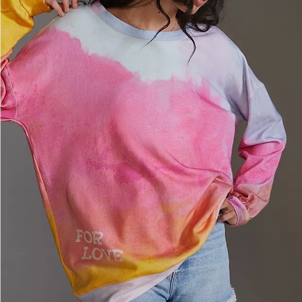 Daily Practice by Anthropologie Colorful Tie-Dye Graphic Sweatshirt, Size Large